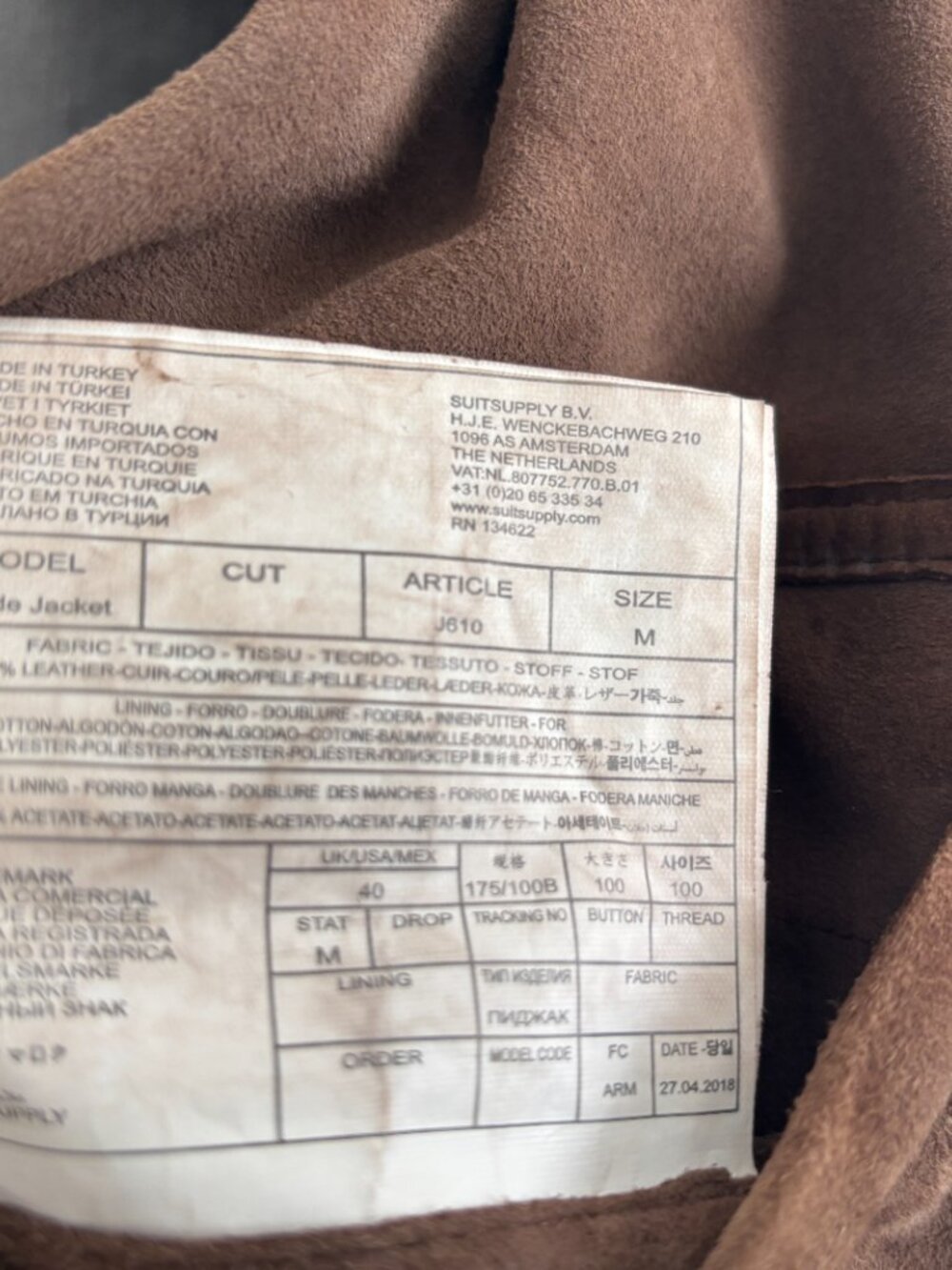 $950 Suitsupply Brown Suede Blouson Valstarino Bomber Jacket - Medium - Picture 7 of 11